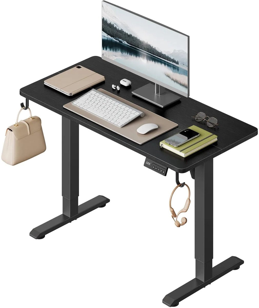 Klarven Elektrisch Verstelbaar Zit-Sta Bureau Zwart B: 100 cm, D: 48 cm