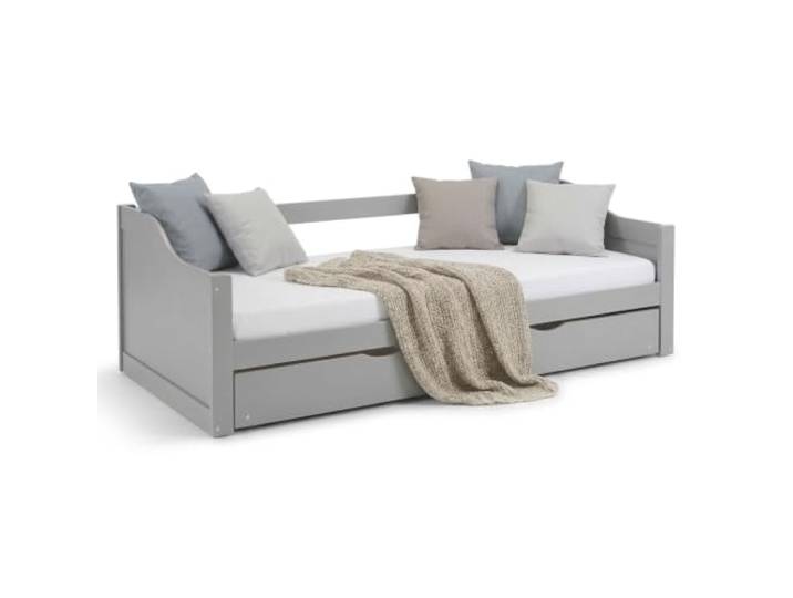 Homestyle4u Kojenbett 90x200 cm Grau Kiefer Ausziehbett mit Lattenrost