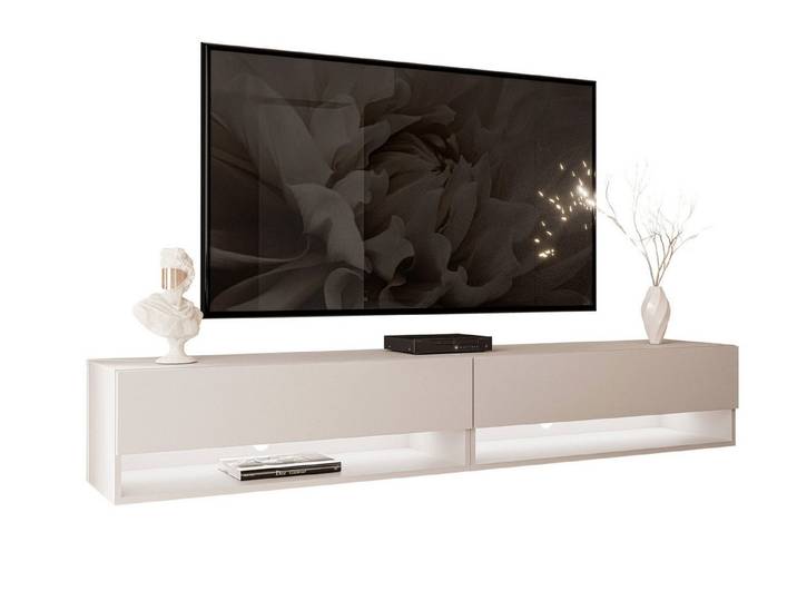 Lookway Lowboard CALANTE 180 cm RTV Hängeschrank mit LED-Beleuchtung, 180x30x35 cm