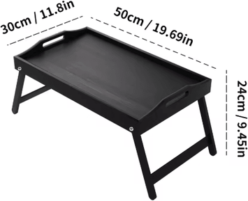 Inspire Picks Bamboo Breakfast Bed Tray With Folding Legs Sofa Laptop And Snack Serving Tray Black White hei L