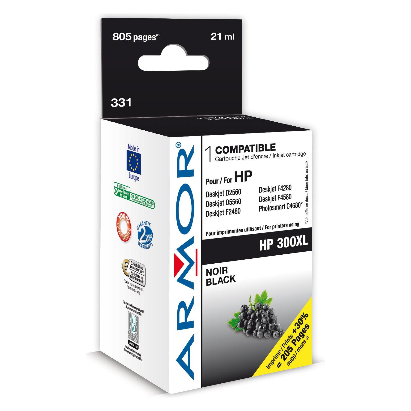 Wecare Tinte 300XL rebuilt schwarz CC641EE zu HP DeskJet D2560 21ml (BK) (CC641EEWE)