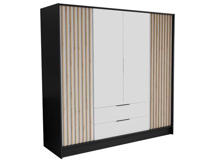 DREHTÜRENSCHRANK PELOR 200/200/51 cm Modern Kleiderschrank 4-türig Schwarz