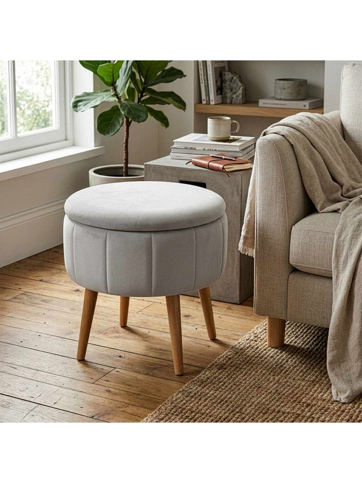 Scandinavia Concept Hocker ''Berlin Babyface'' in Grau - (H)44 x Ø 45 cm - onesize