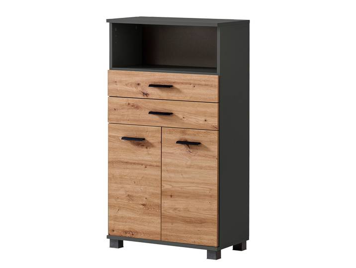 Meuble midi 60cm Marron/Anthracite/Imitation chêne