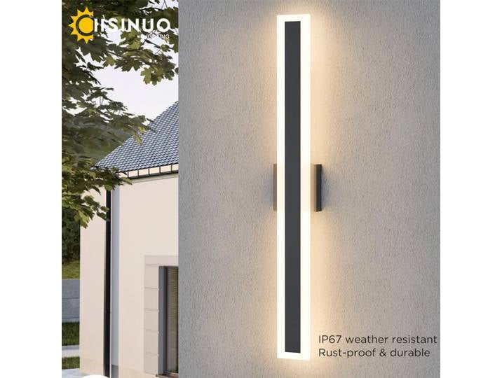Applique d'extérieur en acier inoxydable, imperméable, résistante à la rouille, luminaire noir à longue bande pour balcon de jardin