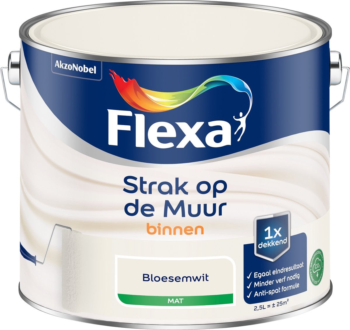 Flexa Strak Op De Muur Binnen Mat - Bloesemwit - 2,5 l