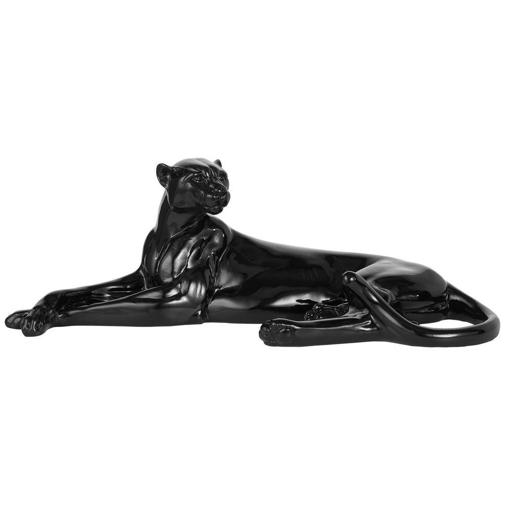 Ambia Home Dekopanther, Schwarz, Kunststoff, Tier, Leopard, 19.5x16x48.5 cm, Kunsthandwerk, zum Stellen, handgemacht, handgemalt, Dekoration, Skulpturen & Dekoobjekte, Dekotiere