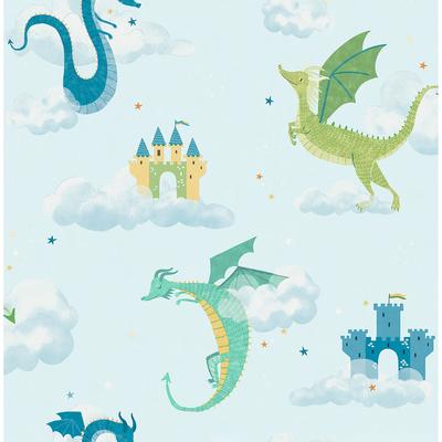 Advantage Magical Dragons Blue Fantastical Wallpaper