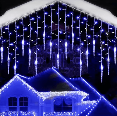 Inspire Curations LED Icicle Curtain Lights For Christmas Outdoor Decor blue eu Plug