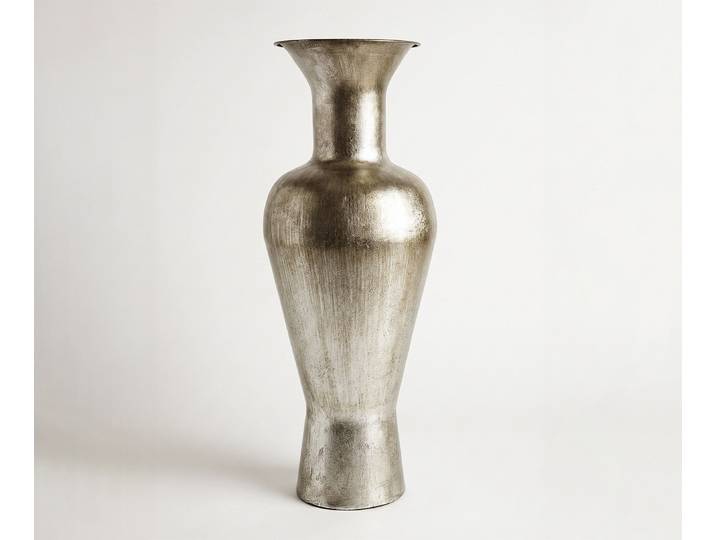 Vase Medora B27 x T27 x H71 cm Metall Platin Aurum Handgemacht, Wohnaccessoires
