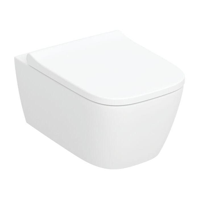 Geberit iCon Wand-Tiefspül-WC-Set 503162008 35,5x53cm, eckig, geschlossenes Keramikdesign, mit WC-Sitz, weiß KeraTect