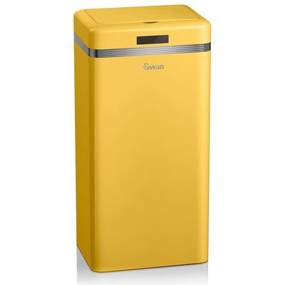 SWAN Retro Mülleimer mit Automatisch öffnender Sensor, Metall, 45 L, Vintage-Design, SWKA4500YELN, Gelb