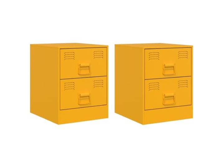 GHVBNMF Nachttische 2er Set Gelb Stahl Beistelltisch 34,5x39x44 cm Stabile Nachtschränke aus Stahl in Gelb für Schlafzimmer und Wohnzimmer. Bieten praktischen Stauraum mit zwei Griffen.