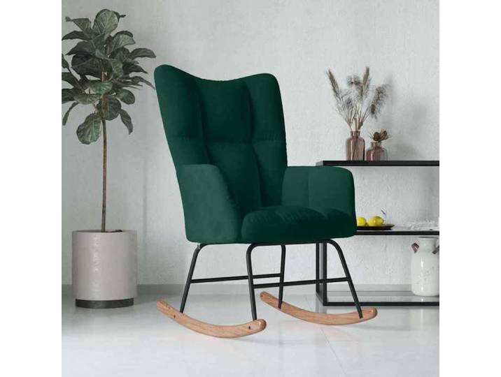 Fauteuil de repos - Vert - Chaise à bascule Vert foncé Velours - Cadre durable_9.85kg_24650