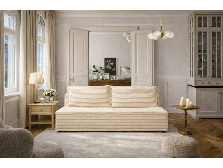 Kaiser Möbel Schlafsofa Sofa mit Bettkasten, DUO Cordstoff, Modernes Schlafsofa aus Cordstoff mit Bettkasten