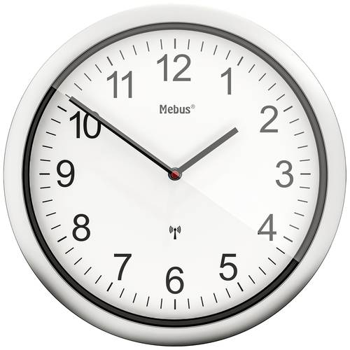 Mebus 19809 Funk Wanduhr 25cm x 40mm Silber Leisegang-Uhrwerk