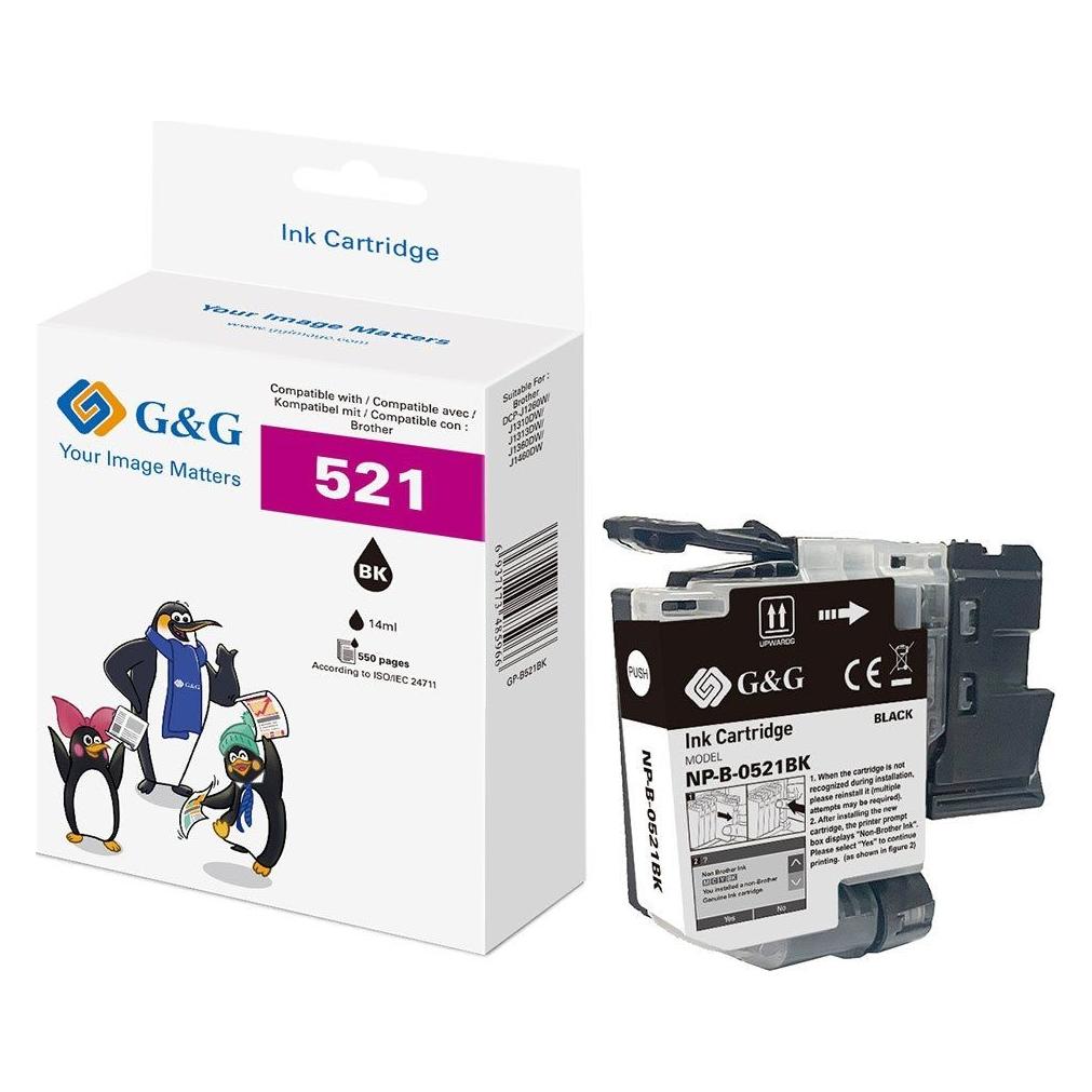 G&G Tinte komp. mit Brother LC521BK Patr. 500Seiten Schwarz (BK) (22010)