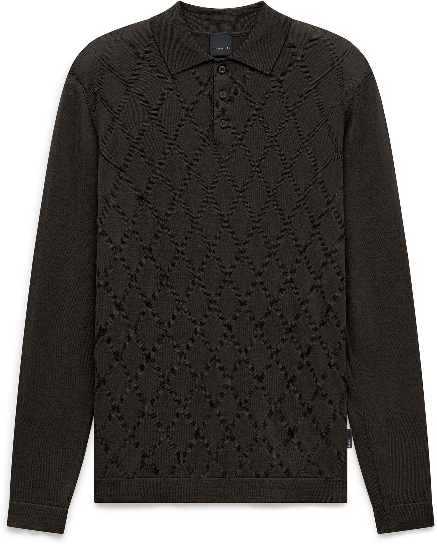 Poloshirt BUGATTI "Regular Fit", Herren, Gr. L, braun (80, braun), 90% Wolle, 10% Seide, Strukturmuster, regular fit, ohne Ausschnitt, Shirts Poloshirt, Regular Fit Wolle-Seide Strick