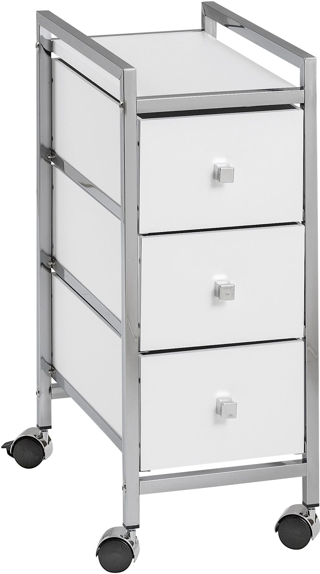 Rollwagen HEINE HOME, weiss (weiß), B:24cm H:57cm T:40cm, MDF, Stahl, Rollwagen, Rollwagen weiß B/H/T: 24cm x 57cm x 40cm