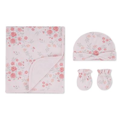 Babydecke HUGGIES BABYWEAR "HGHG 3PC BLANKET SET", Baby, rosewater, Baumwolle, bedruckt, Wohndecken Babydecke, mit All-Over Print