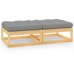vidaXL Gartenhocker mit Kissen 2 Stk. Massivholz Kiefer
