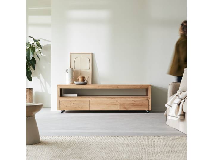 Massief eiken met knoesten tv-meubel 180 cm Anoa - Naturel - Oak