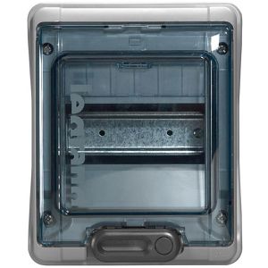 Legrand Sicherungskasten Plexo3, wasserdicht IP65 für außen, 6 Module, 1-reihig, mit transparenter Tür, für Aufputz