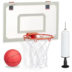 Relaxdays Basketballkorb fürs Zimmer Weiß,Rot