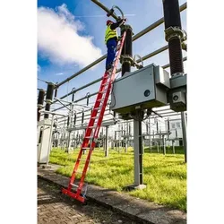 Kunststoff-Schiebe-SeilzugLeiter, mit glasfaserverstärkten GFK-Holmen, 2 x 12 Sprossen