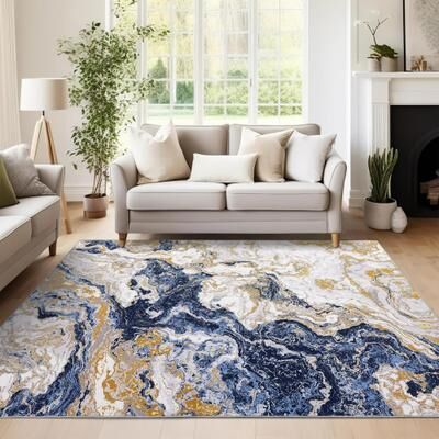 Garvee Marble Abstract Rug Modern Soft Luxury Washable Area Rug