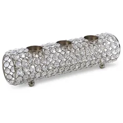 Teelichthalter Kristall 33,5 cm Glas Silber