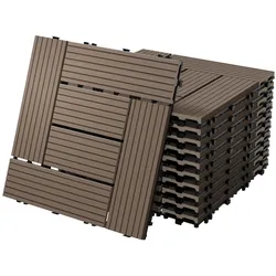 ECD Germany – WPC Terrassenfliesen – 30x30 cm Dunkelbraun Mosaik 5m2 | Holzoptik, Klicksystem mit Drainage