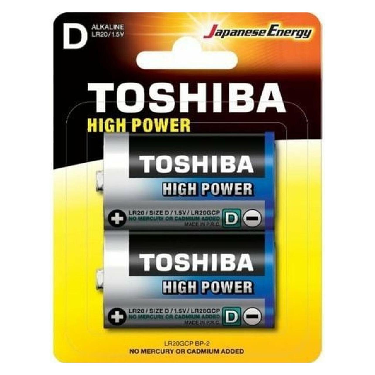 Toshiba LR20GCP BP-2 Haushaltsbatterie Einwegbatterie D Alkali (2 Stk., D, 5000 mAh) (LR20GCP BP-2)