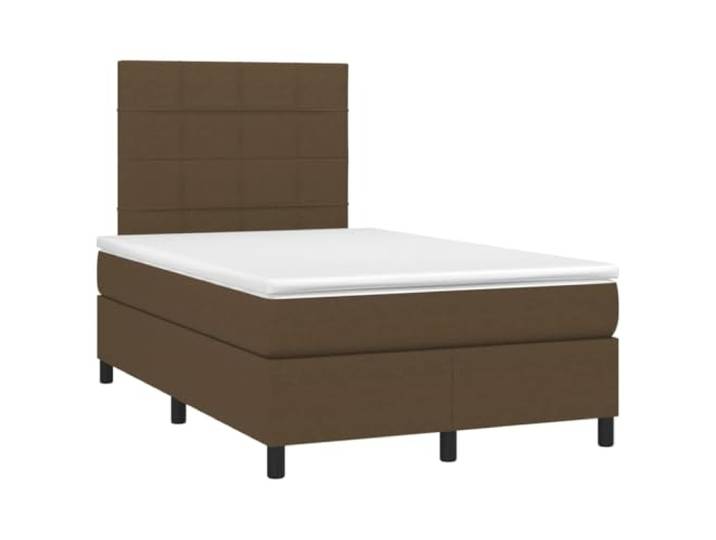 PUGYNBK Boxspringbett mit Matratze, Stoff, dunkelbraun, 120 x 190 cm Verstellbares Kopfteil, Taschenfederkerne, mittelharte Unterstützung, weicher Hautschutz