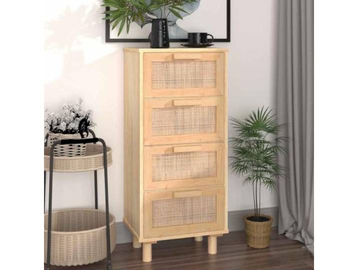 RJPLMFV Anrichte, braun, 40 x 30 x 90 cm, massives Kiefernholz und 4 Schubladen, Wohnzimmerregal, robuste Oberseite, Wandbefestigung inklusive, einfache Montage
