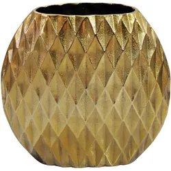 FineBuy, Vase, Vase Tischvase 33,5cm Aluminium Design Alu Blumenvase Wohndeko Rund Handmade (1x)