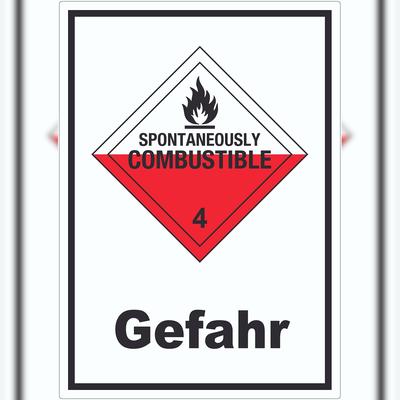 HB-Druck Aufkleber Selbstentzündliche Stoffe Gefahr Spotaneously Combustible A4 (210x297mm)