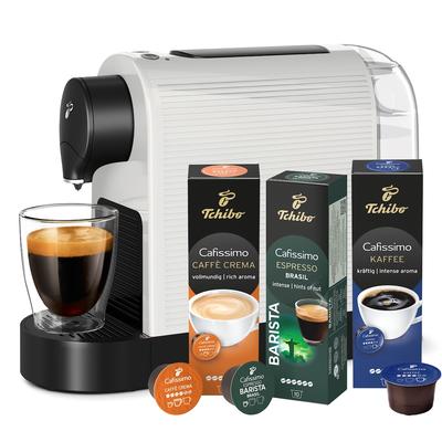 Tchibo Cafissimo „Pure plus“ Kapselmaschine, Weiß + 30 Kapseln