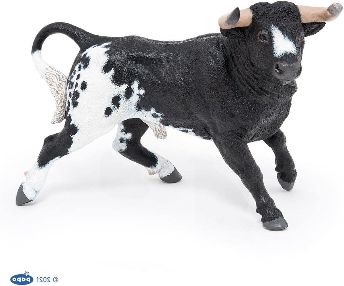 Handgeschilderd Spaanse Stieren Figuur - Dierenbeeldje Decoratie - Zwart Wit
