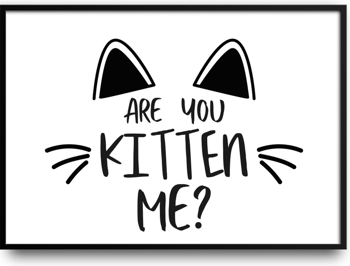 Are you kitten me? Grappige poster met fotolijst en glas voor in de woonkamer of slaapkamer