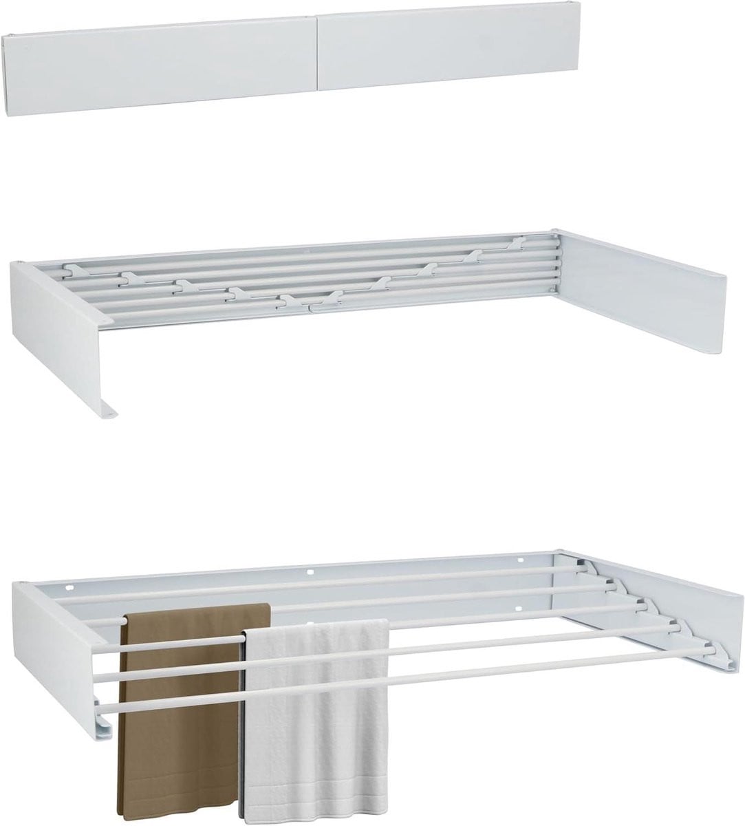 Wit inklapbaar wanddroogrek voor de badkamer, Breedte: 80 cm