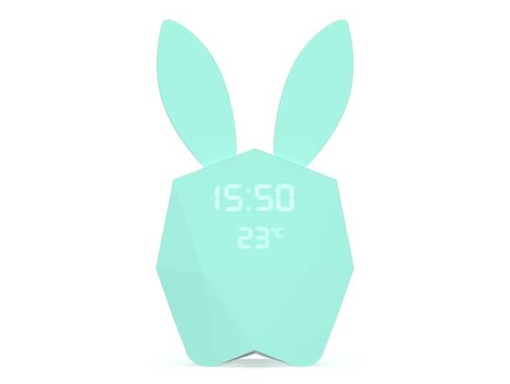 Mob - Réveil Cutie Clock Enfant & Adulte Turquoise- Réveil Intelligent avec Application et Détecteur de Mouvements\, Veilleuse\, Température\, Fixation Aimantée et Autonomie 1 Mois