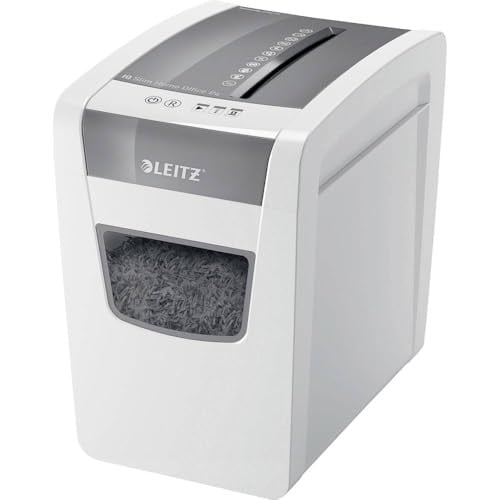 Leitz IQ SL Home Office papierversnipperaar, veiligheidsniveau P4, 10 vel capaciteit, 23 liter afvalbak, wit, 80010000