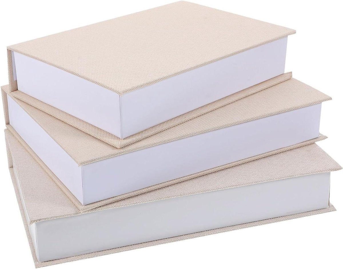 Set van 3 decoratieve nepboeken als opbergdoos in beige