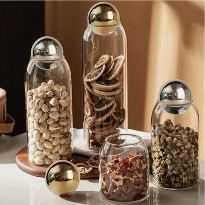 Inspire Select Golden Cork Lid Glass Storage Jar Airtight Kitchen Food Container For Coffee Beans, Tea, Snacks & Home Pantry Decor golden Cork M