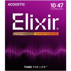 Elixir 11152 Bronze Nanoweb Light 12-String | 010-047 - Saiten Westerngitarre