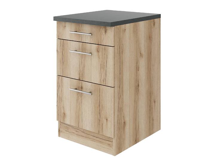 Meuble bas à tiroirs 50cm Marron/Imitation chêne sauvage