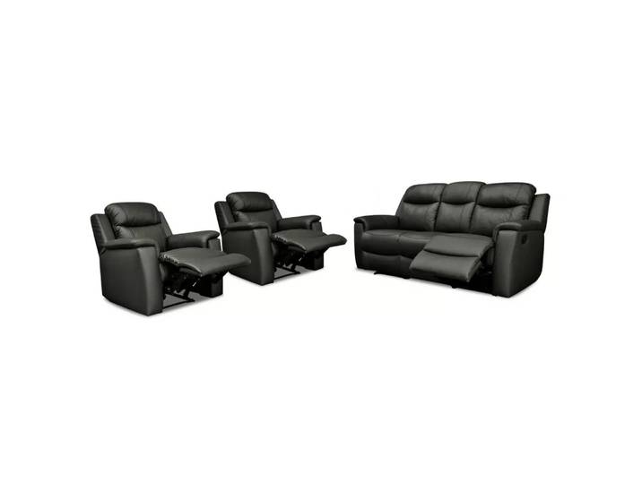 Vente-unique - Ledergarnitur Relax 3+EVASION, One Size, Schwarz