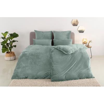 Bettwäsche OTTO HOME "Desner3, besonders weich im Griff, Cashmere-Touch", grün (jade), B/L: 135cm x 200cm, 1 Stk., 1 Stk., Fleece, B/L: 80cm x 80cm, 2, Fleece, Obermaterial: 100% Polyester, Bettwäsche, Bettwäsche, Bettwäsche mit Reißverschluss,...