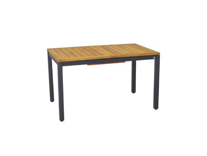 CASA DOMA Ugento Ausziehtisch, Edelstahl anthrazit/Teak - 130/180 × 80 Modern Country ausziehbar, Tischbein mit Höhenausgleich
